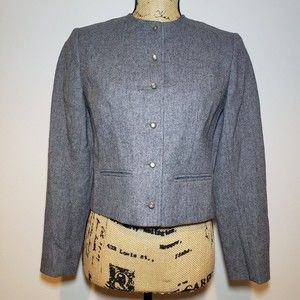 Vintage Pendleton 100% Wool Waist Length Charcoal Lined Fitted Blazer